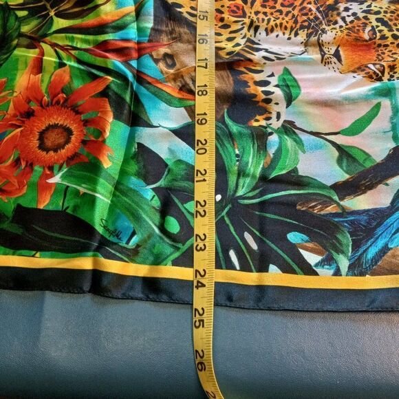 NWT Scarf Me Multicolor 100% Silk Jungle Cat Scarf Kitsch Countrycore - Picture 6 of 8